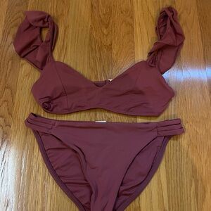 L*Space Brown Bikini Wrap Top